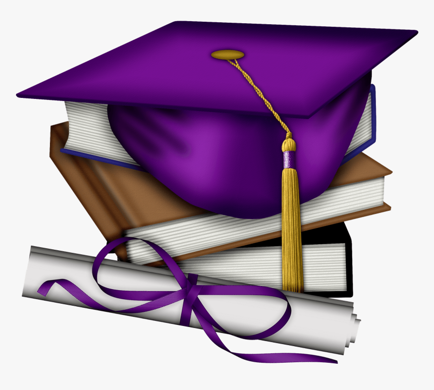 Purple Graduation Cap Books - Blue And White Graduation Cap, HD Png Download, Free Download