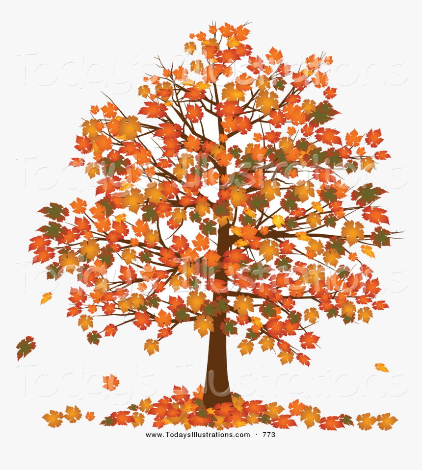 Fall Tree Clipart Of With Vibrantly Colored Orange - Fall Trees Clip Art, HD Png Download, Free Download