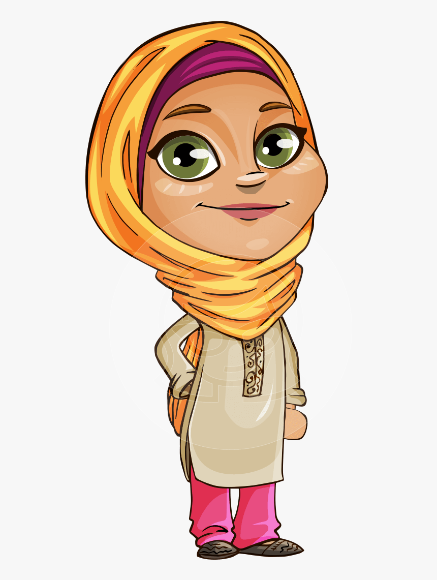 Muslim School Girl Cartoon Vector Character Aka Nasira - Love Wazifa Black Magic Special Girl, HD Png Download, Free Download