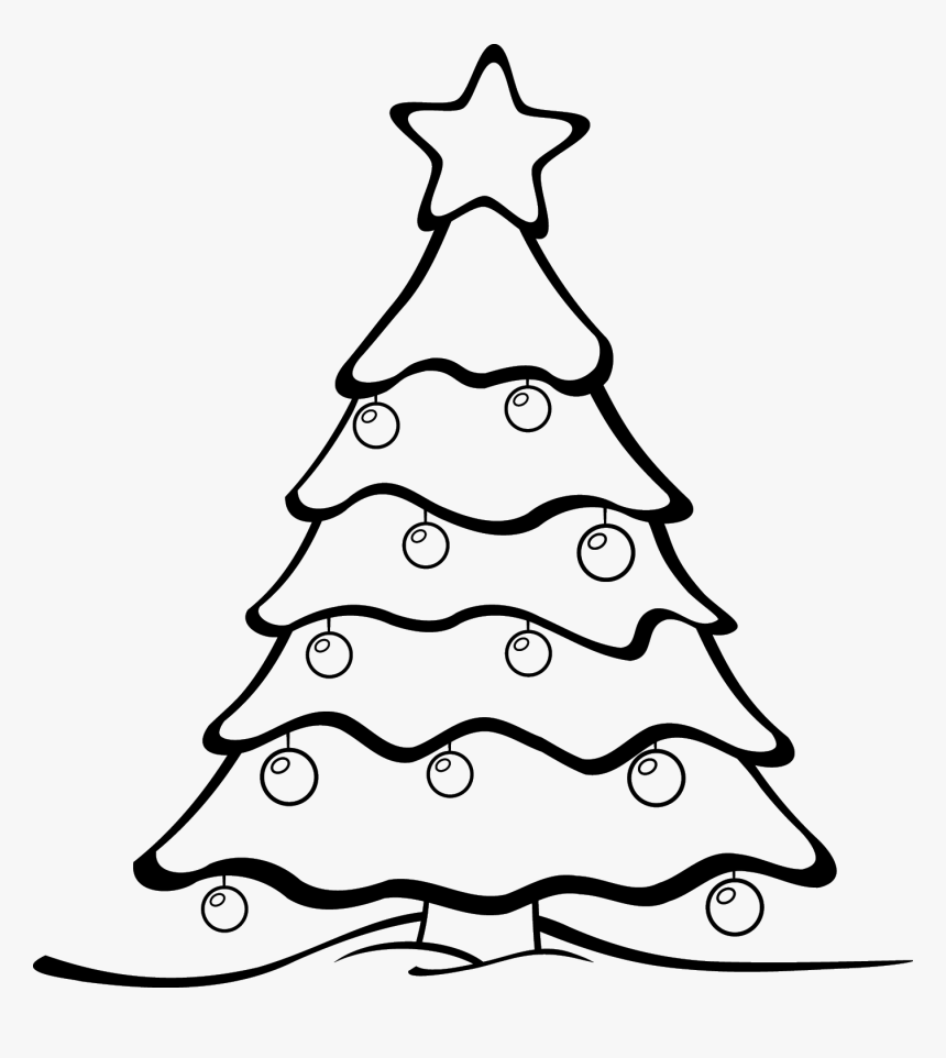 Xmas Tree Ornament Png Black And White - Colour In Christmas Tree, Transparent Png, Free Download