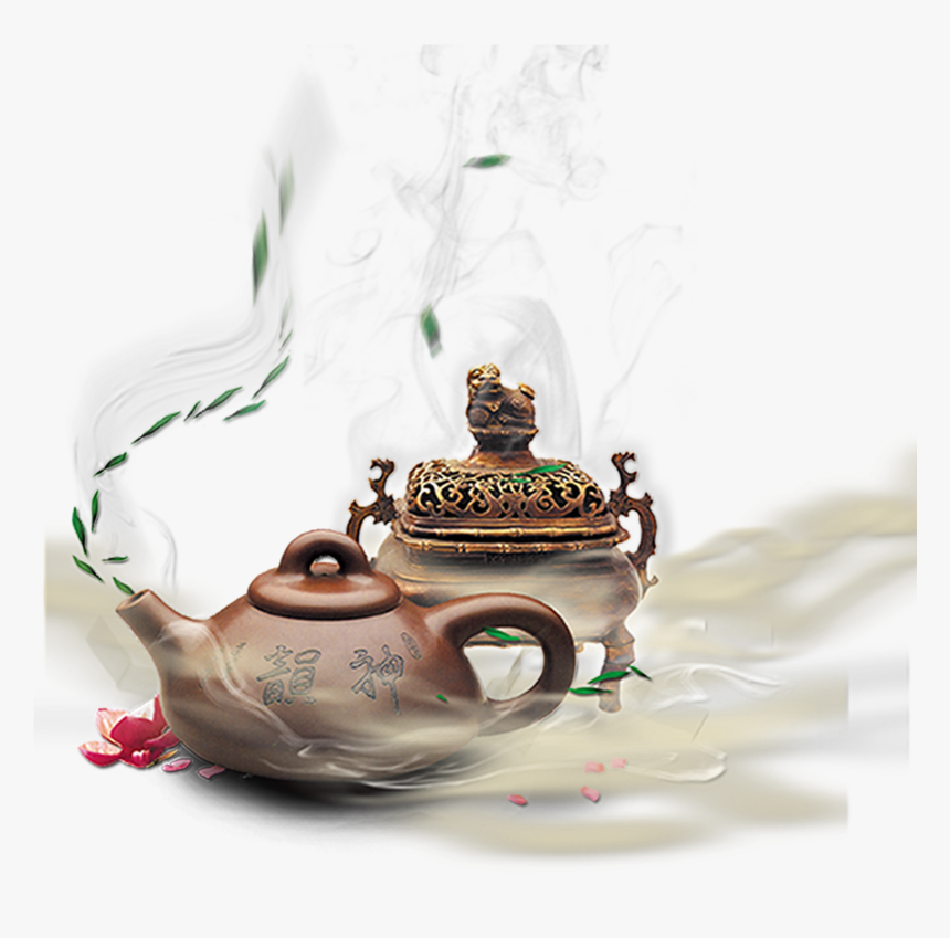 Teapot Smoke Png - Chinese Tea Watercolor Painting, Transparent Png, Free Download