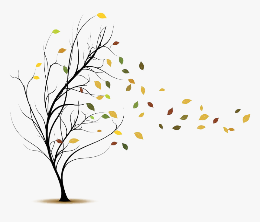 Transparent Fall Leaf Clip Art Png - Tree Leaves Blowing In The Wind, Png Download, Free Download