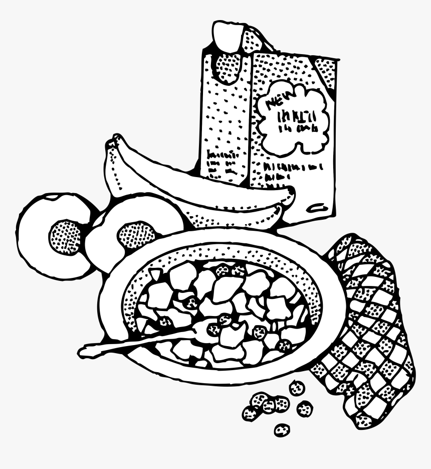 Breakfast With Cereal Clip Arts - Black And White Breakfast, HD Png Download, Free Download