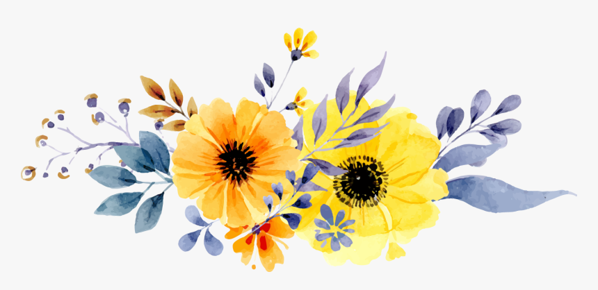 Wedding Invitation Paper Flower - Yellow Watercolor Flowers Png, Transparent Png, Free Download