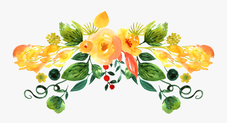 Floral Design Dibujo - Yellow Png Watercolor Flowers, Transparent Png, Free Download