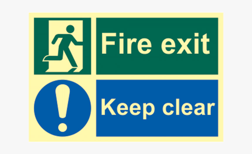 Asec `fire Escape Keep Clear` Sign Photoluminescent - Fire Exit, HD Png Download, Free Download