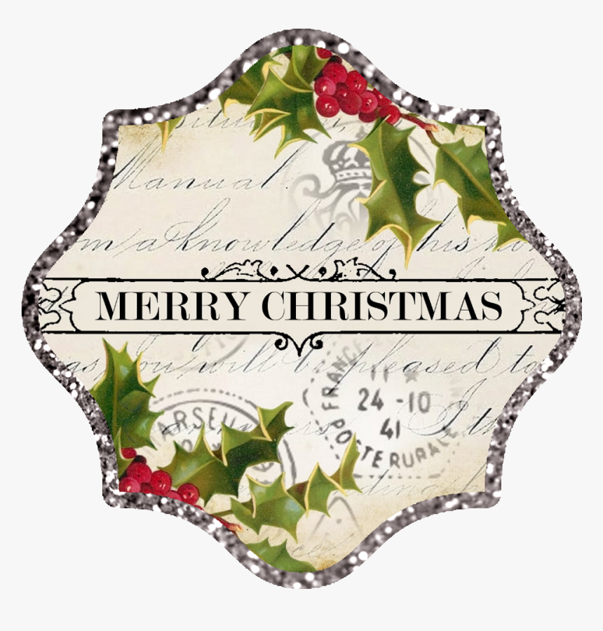 Silver Glitter Border ~ Approx - Vintage Christmas Tag Clipart Png, Transparent Png, Free Download