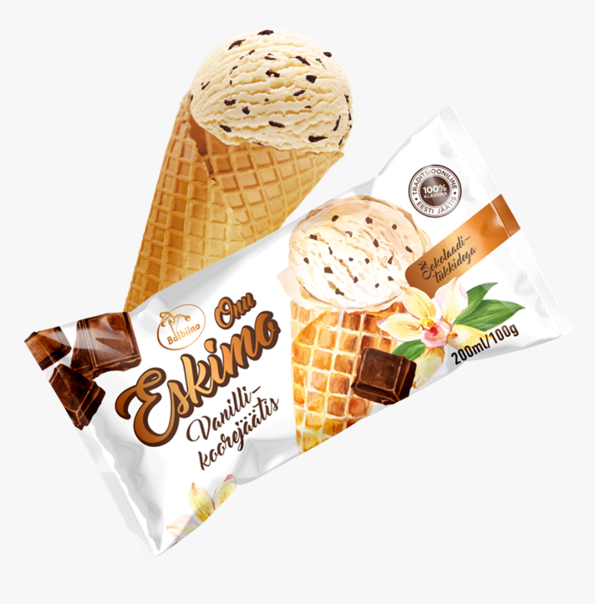 Onu Eskimo Vanilla Dairy Ice Cream With Chocolate Chips - Onu Eskimo Jäätis, HD Png Download, Free Download