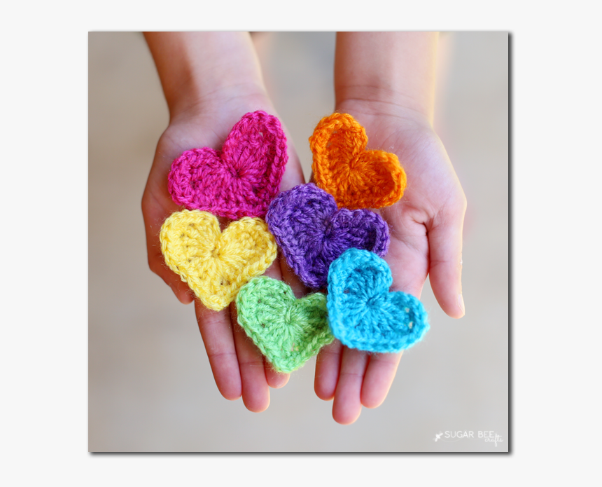 Rainbow Crocheted Hearts - Crocheted Heart, HD Png Download, Free Download