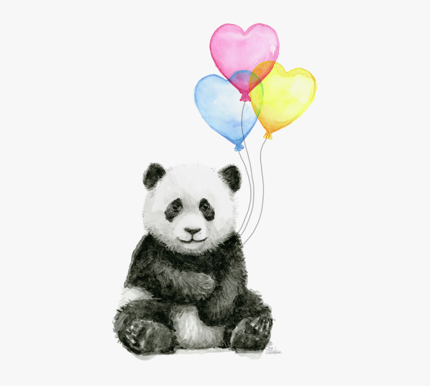 Panda Baby And Red Balloon Nursery Animals Decor, HD Png Download, Free Download